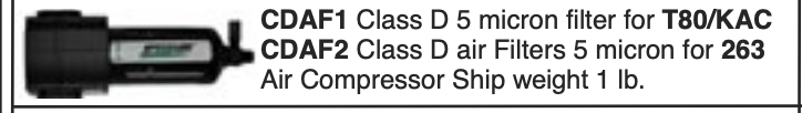 Class D Air Filter 5 Microns for 263 Air Compressor (CDAF2)